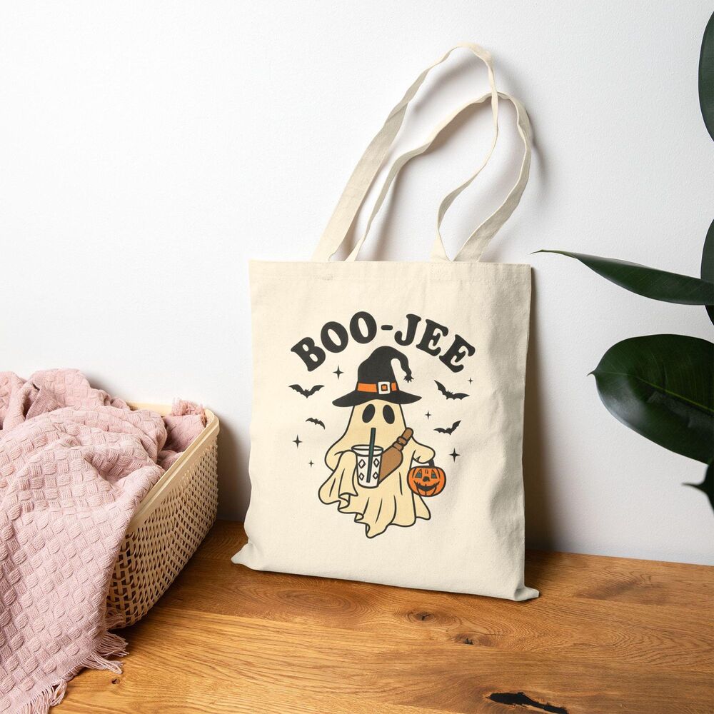 Boo-Jee Ghost Witch Tote Bag | Halloween Trick-or-Treat Canvas Tote